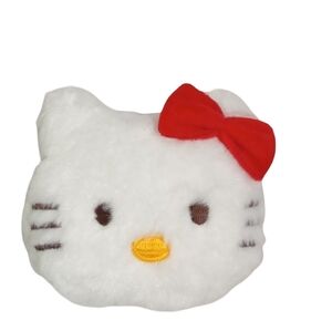 Hello Kitty White Plush Face Mirror Red Bow | Cute Sanrio Collectible